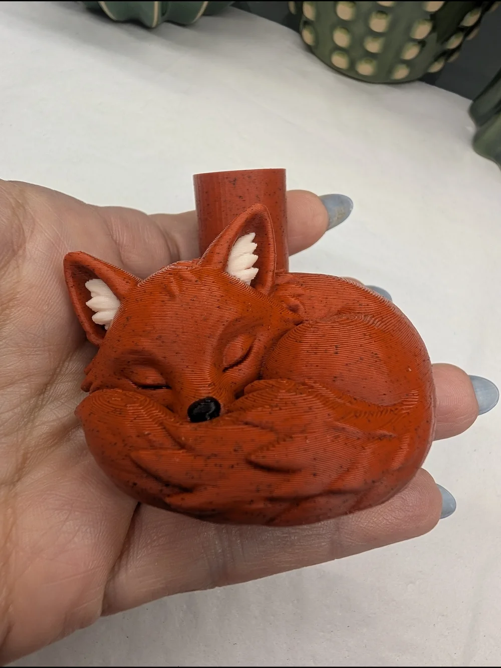 3D Printed Fox Pen Holder/Desk Accessory in Orange